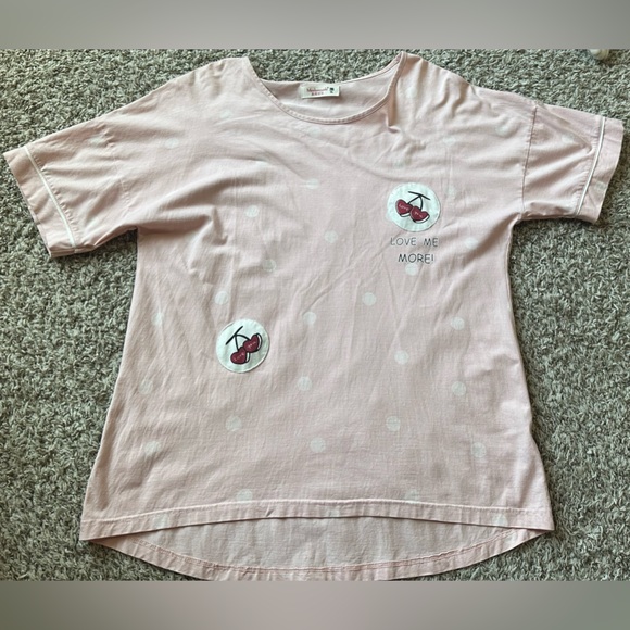 Mishangyishi Cherry Print Pajama Set - Pink & White - Women’s Size XL - Picture 2 of 6